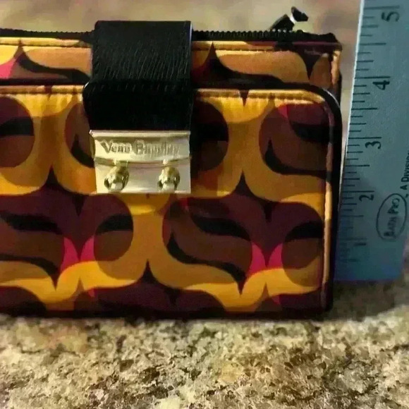 VERA BRADLEY Modern Lights Wallet. Pumpkin, Pink, Wine, And Black. Pinch Lock. - Picture 11 of 11